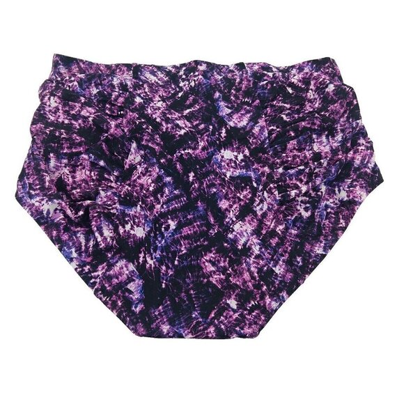Torrid Swim Bikini Bottom Plus Size 1X New Purple Black Print Ruched Slimming - Picture 5 of 7